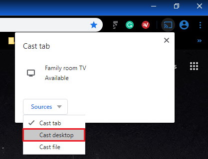 Choose Cast desktop