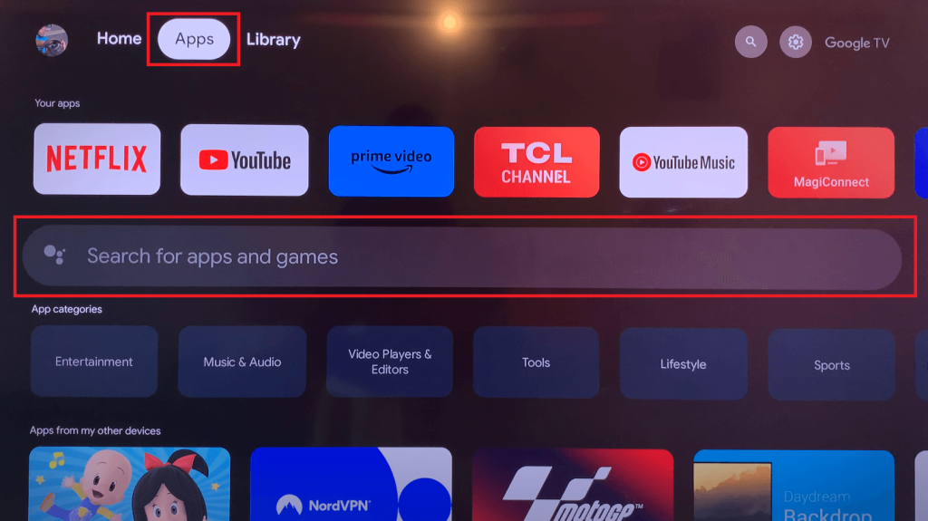 Go to the Apps section on Philips Android TV