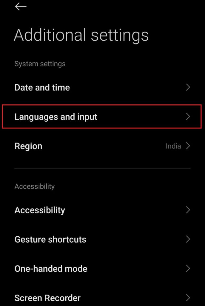 Select Language and input