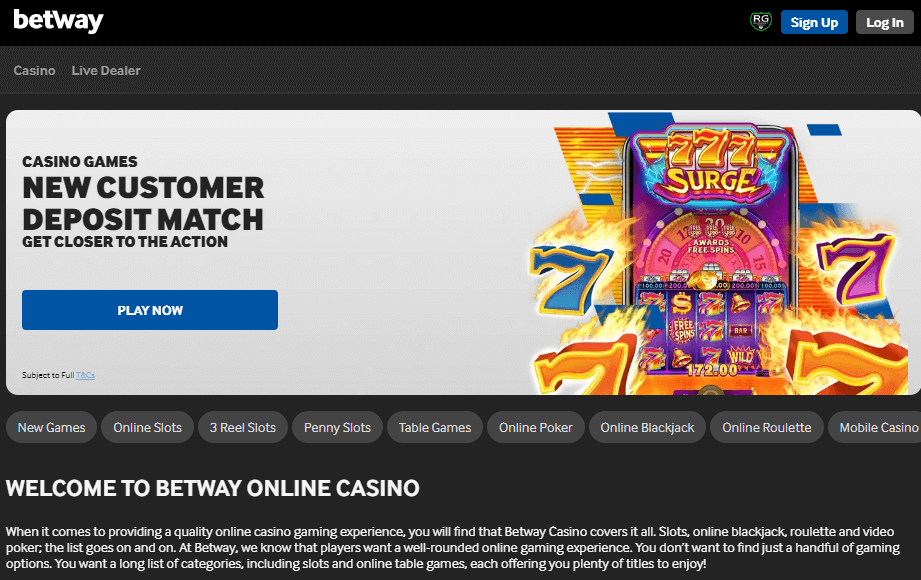 Visit Betway website and sign in to your account