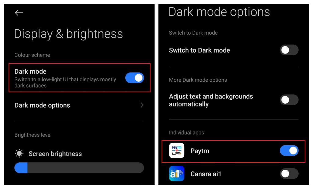 Enable Dark Mode for the Paytm app