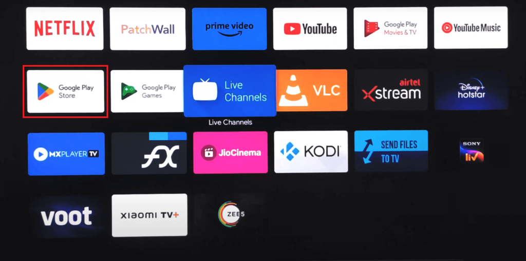 Open Play Store on Android TV to download the Stremio app