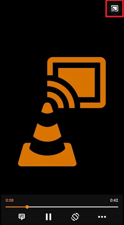 Tap the Cast icon to mirror the VLC app to Chromecast-connected TV