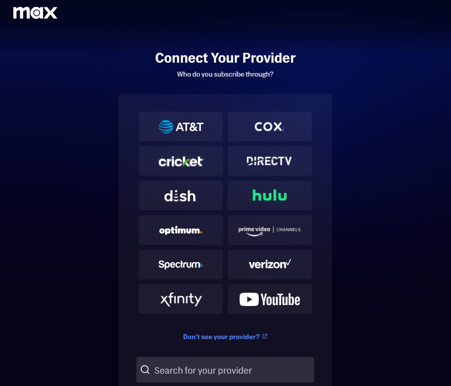 Select your TV Provider