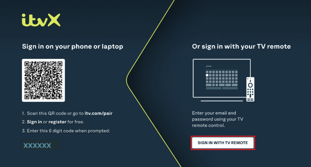 Click SIGN IN WITH TV REMOTE