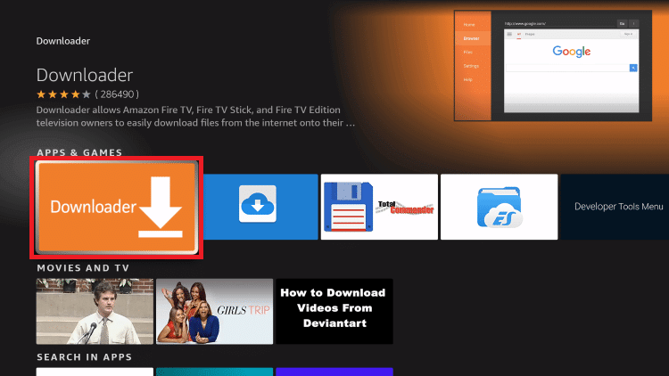 Install the Downloader app on Firestick