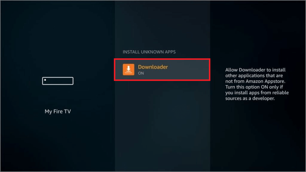 Enable Install Unknown Apps for Downloader on Firestick