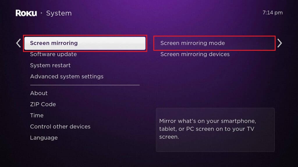 Choose Screen Mirroring Mode