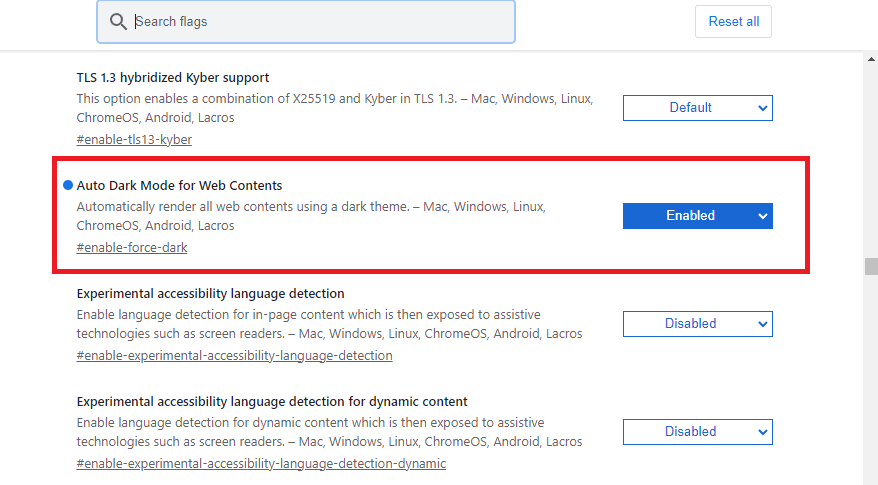 Enable Auto Dark Mode for Web Contents on Chrome