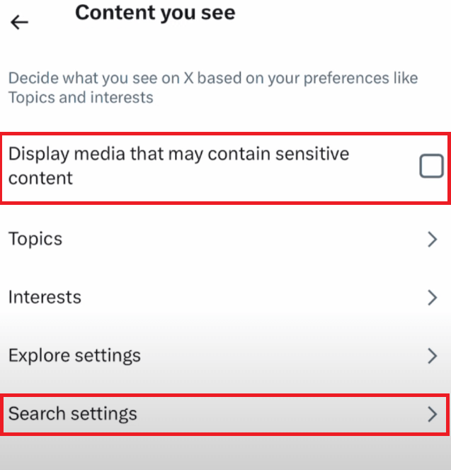 Click Search Settings