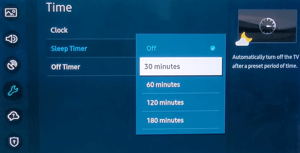 Choose Time to Activate Sleep Timer on Samsung TV