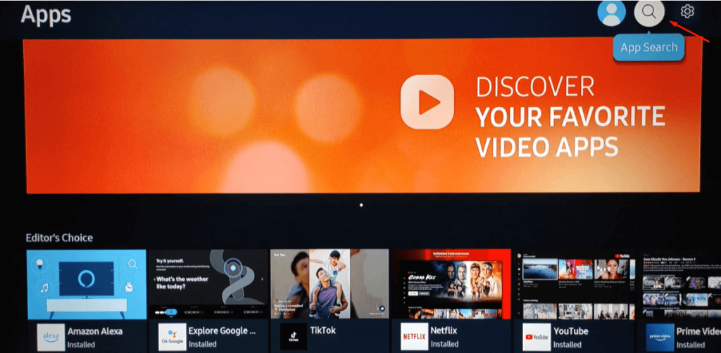 Click the Search Icon on Samsung TV