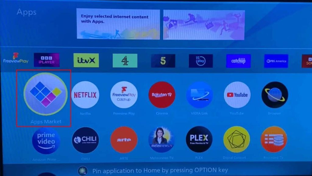 Open the Apps Market to downoad the Disney Plus on Panasonic TV