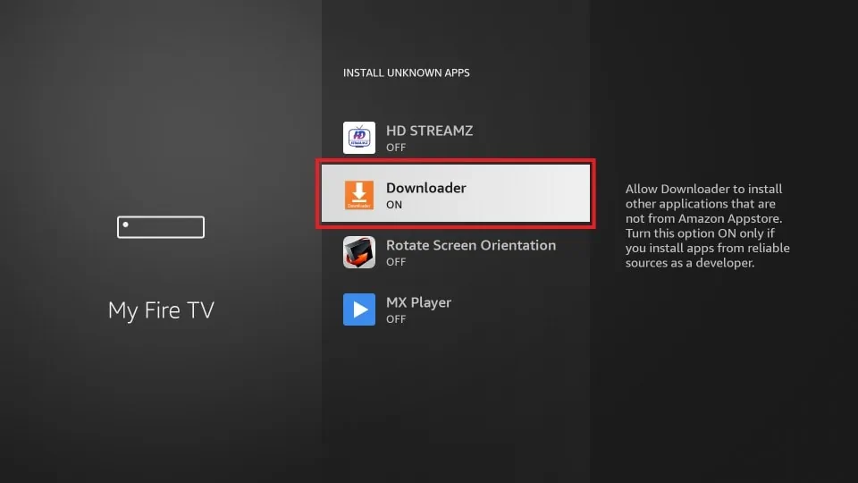 Enter permissoin for the Downlaoder app to sideload Fios TV on Firestick