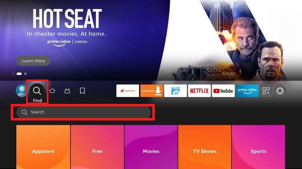 Select the Search icon to download Fios TV on Firestick