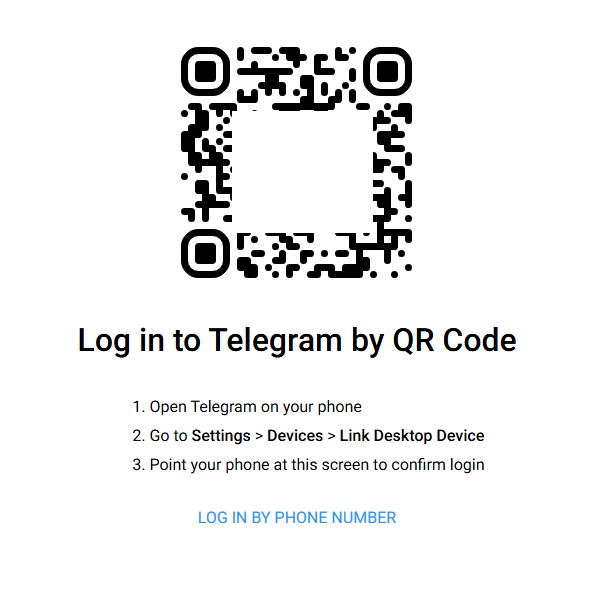 Scan the QR Code to watch Telegram on Android TV