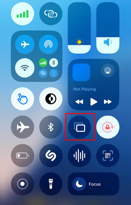 Select the Screen Mirroring option to stream TikTok on Apple TV